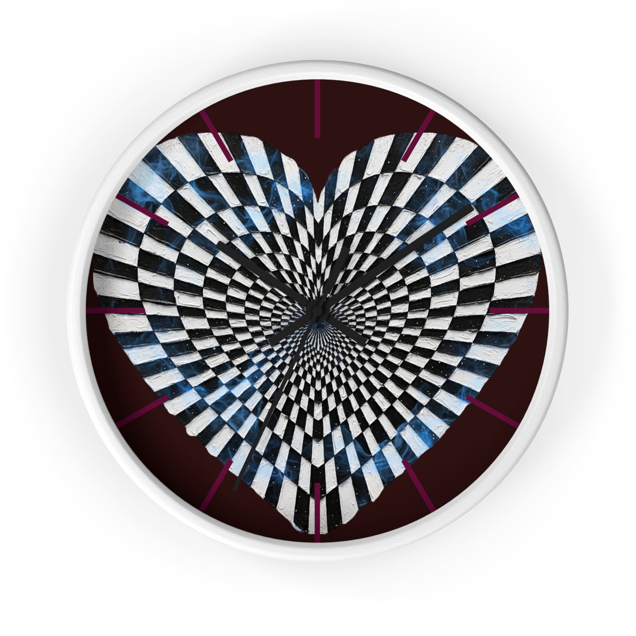 Optical Heart Wall Clock —Checkerboard Illusion