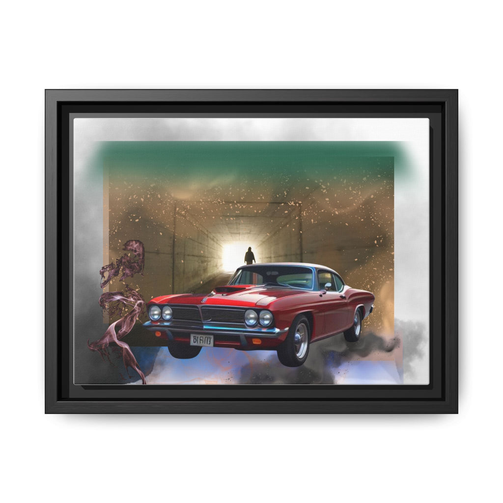 Red Classic Muscle Car Framed Canvas Wall Art