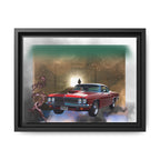 Red Classic Muscle Car Framed Canvas Wall Art