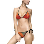 Women's Tie-Side Swimsuit with Warm Sunset Blocks