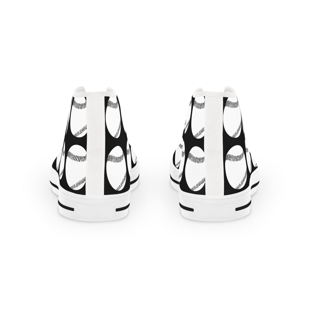 Black and white patterned canvas shoes standing on a pristine white background.