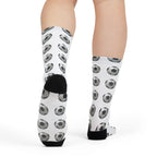 Soccer Ball Pattern Sublimation Crew Socks — White Football Athletic Socks