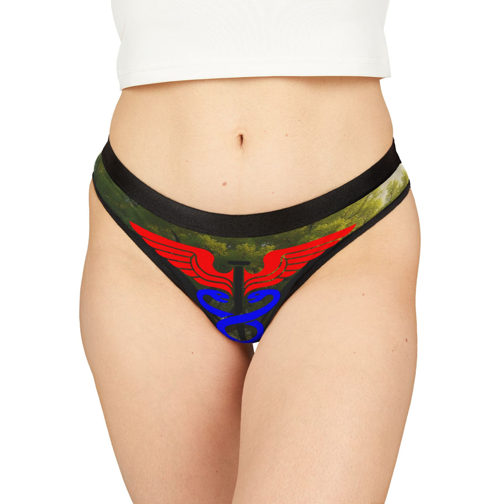 Tree Canopy Women's Thong — Green Forest Print All-Over Design