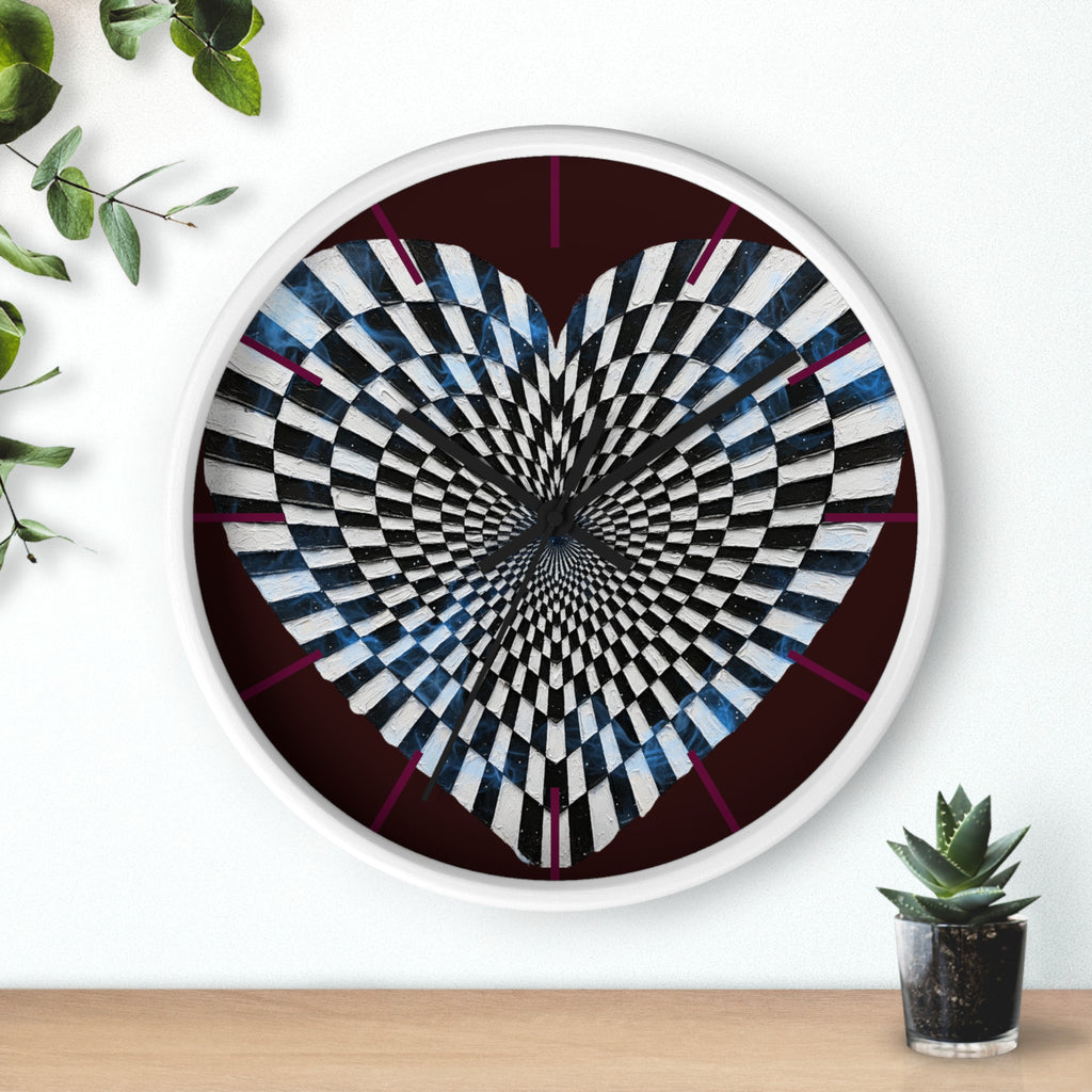 Optical Heart Wall Clock —Checkerboard Illusion