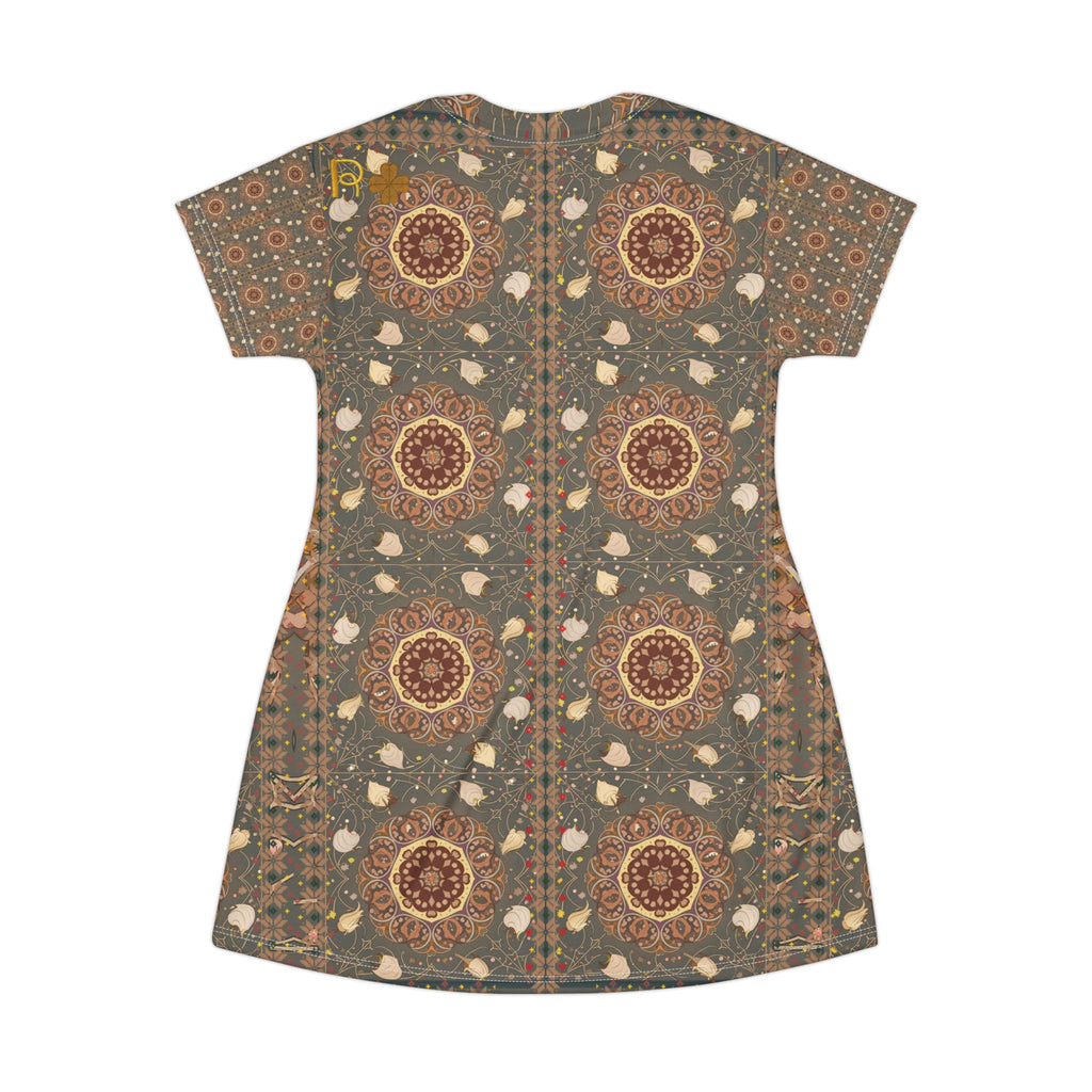 Vintage Mandala Boho T‑Shirt Dress