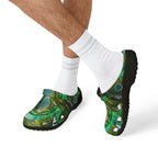 Green Tropical Leaf EVA Foam Clogs — Lightweight Garden & Beach Slip-On Shoes