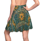 A flowing, rippling skater skirt form that ripples and opens while in motion.