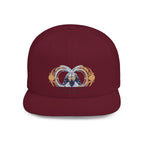 Flat Bill Snapback Hat — Ornate Crab Crest Embroidered Cap