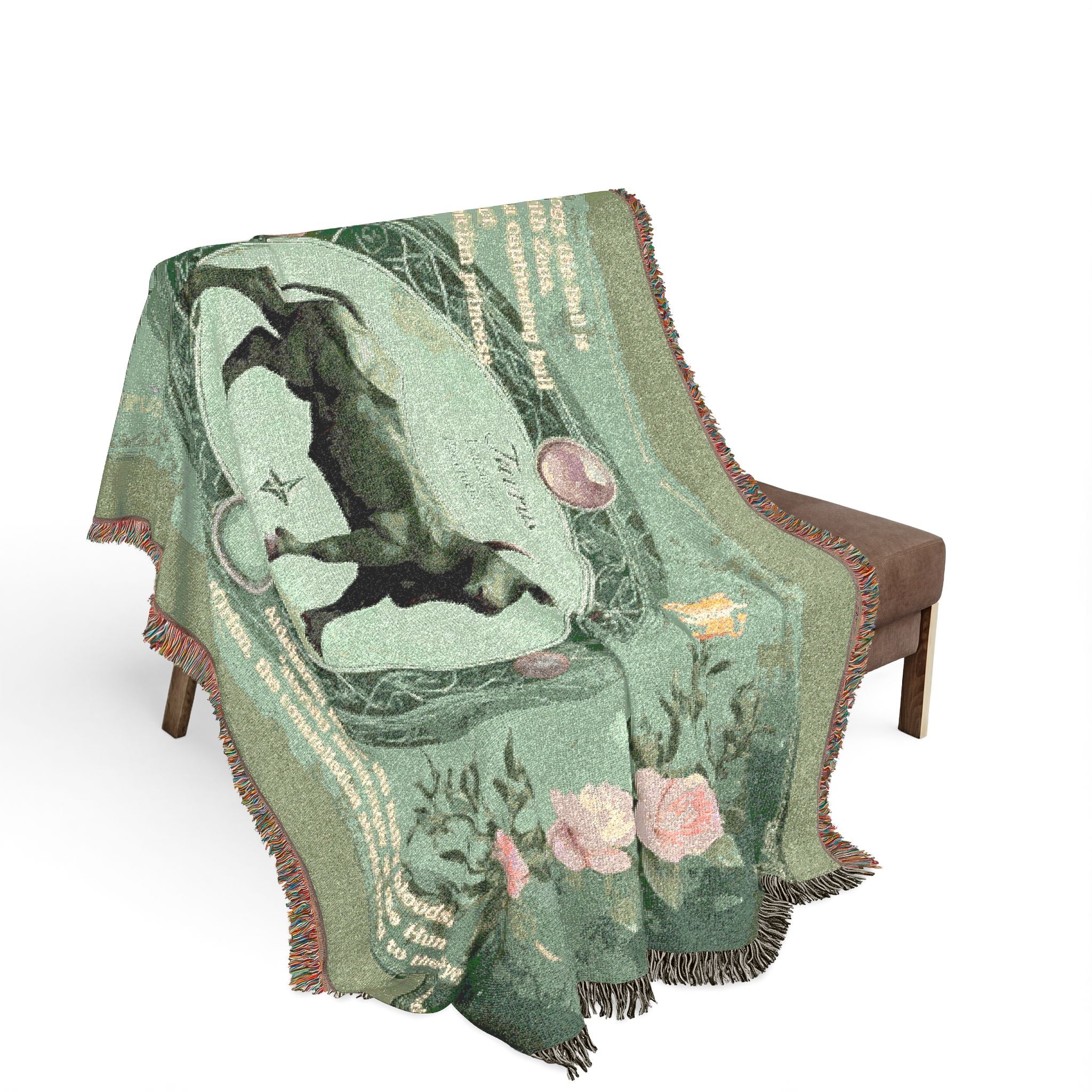 Vintage Zodiac Taurus Woven Blanket — Astrological Bull Throw