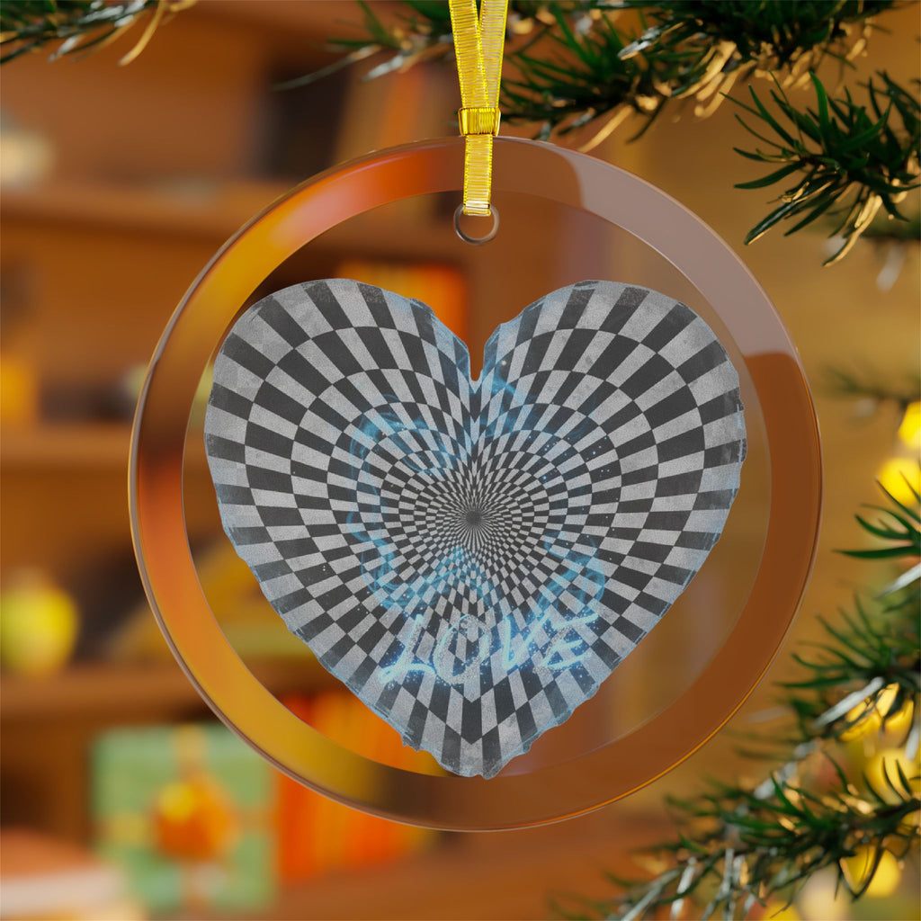 Beautiy in Heart Glass Ornaments