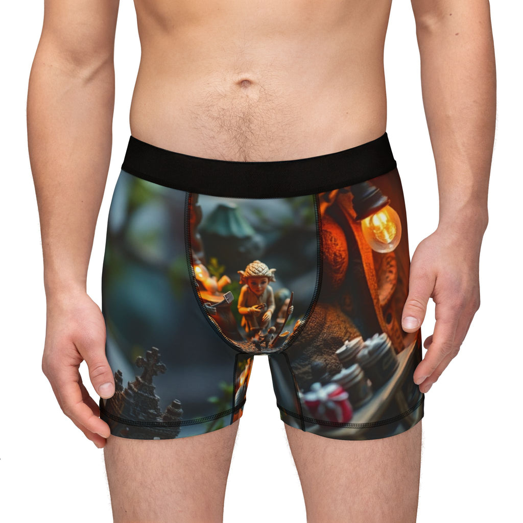 Whimsical Miniature Village Men's Boxer Briefs — Holiday Fairy Tale Print