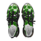 Women's Mesh Sneakers — Green Fuzzy Grin Pattern Athletic Shoes