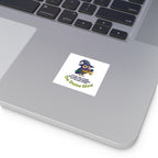 Square Vinyl Sticker — Colorful Wizard Owl Design