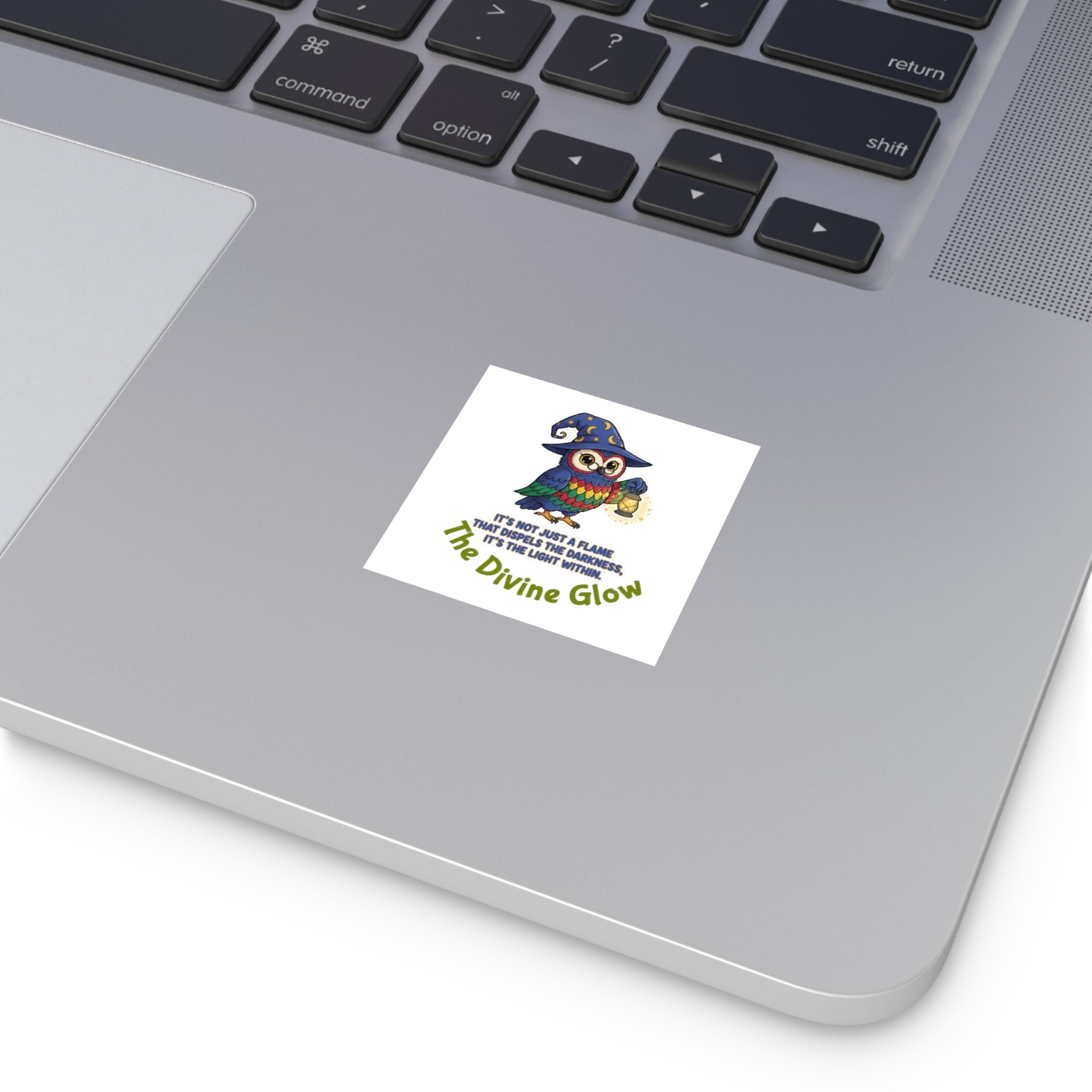 Square Vinyl Sticker — Colorful Wizard Owl Design