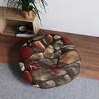 Autumn River Stone Floor Cushion — Tufted Round Meditation Pillow