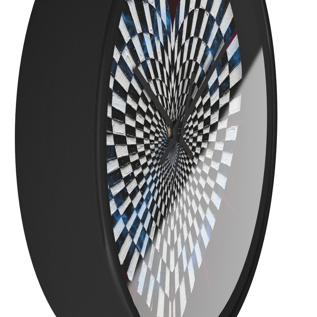 Optical Heart Wall Clock —Checkerboard Illusion