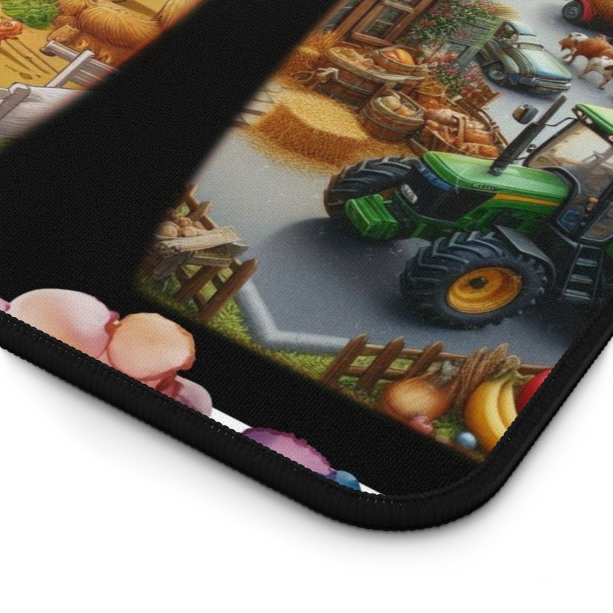 Farmhouse Alphabet 'M' Desk Mat — Country Barnyard Mousepad with Tractors & Animals