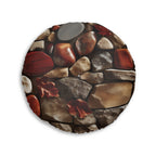 Autumn River Stone Floor Cushion — Tufted Round Meditation Pillow