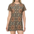 Vintage Mandala Boho T‑Shirt Dress