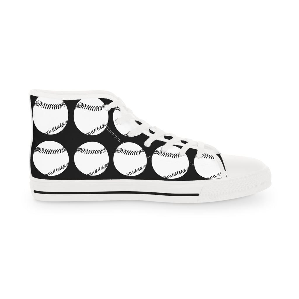 Baseball Pattern High Top Sneakers — Men’s Athletic Canvas Shoes