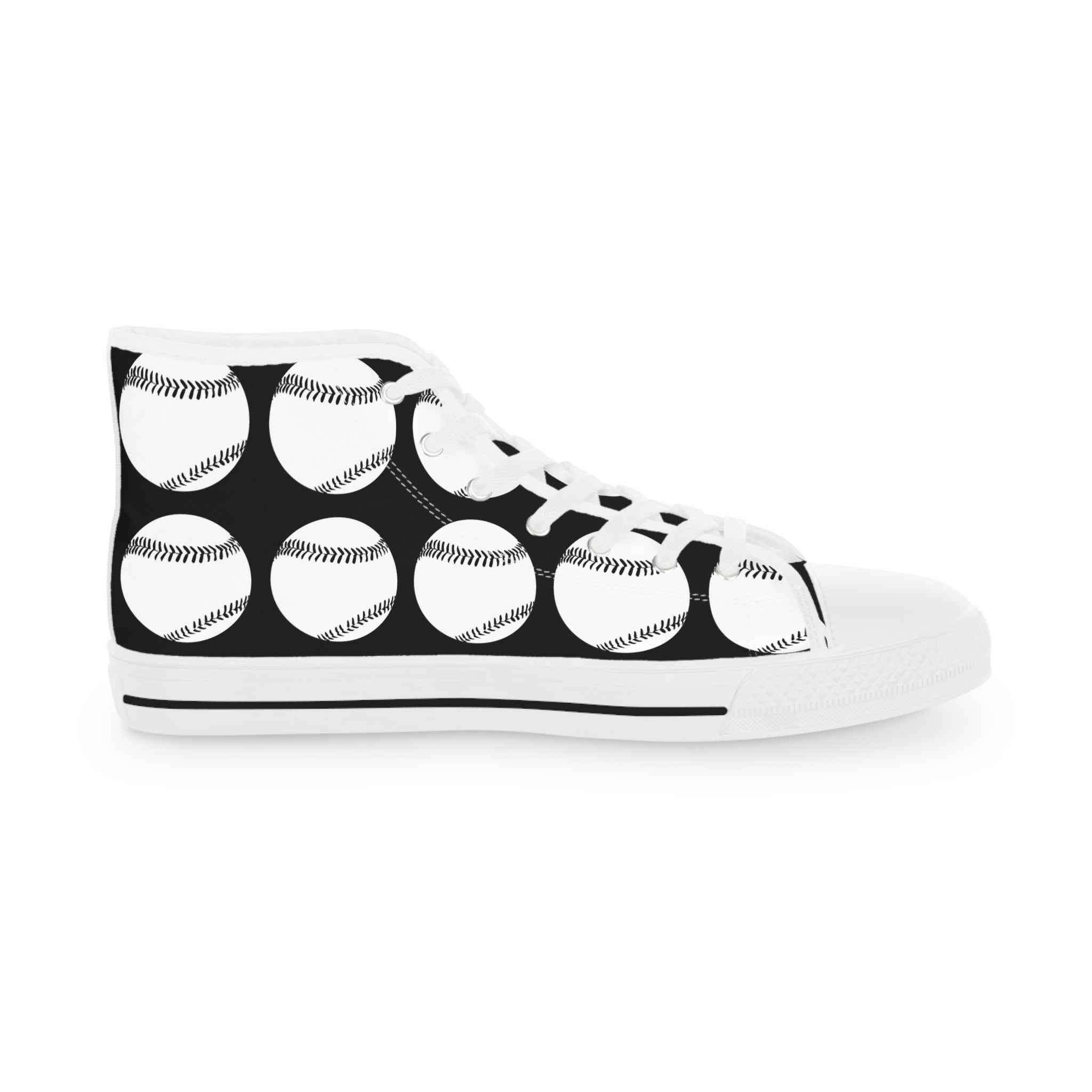 Baseball Pattern High Top Sneakers — Men’s Athletic Canvas Shoes