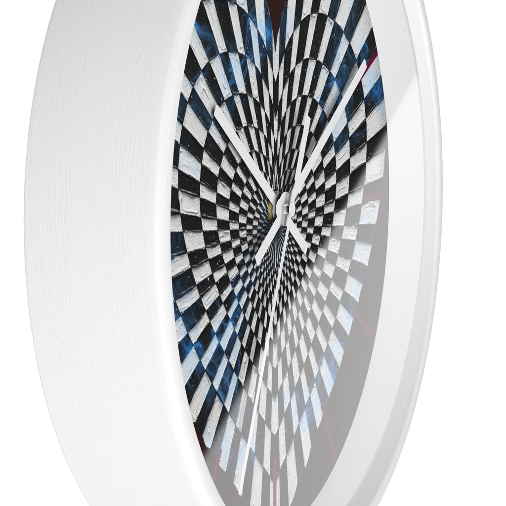 Optical Heart Wall Clock —Checkerboard Illusion