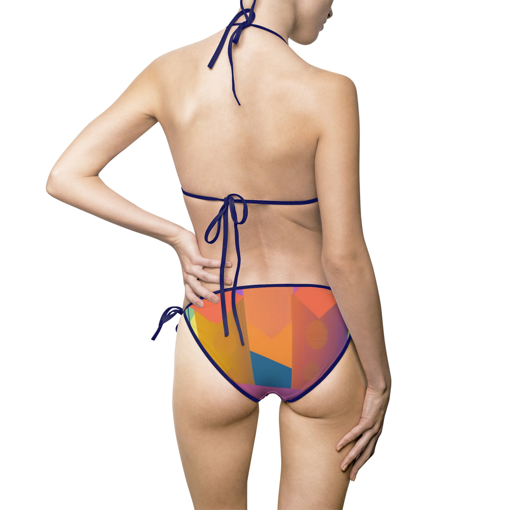 Geometric Colorblock Tie-Side Bikini Swimsuit