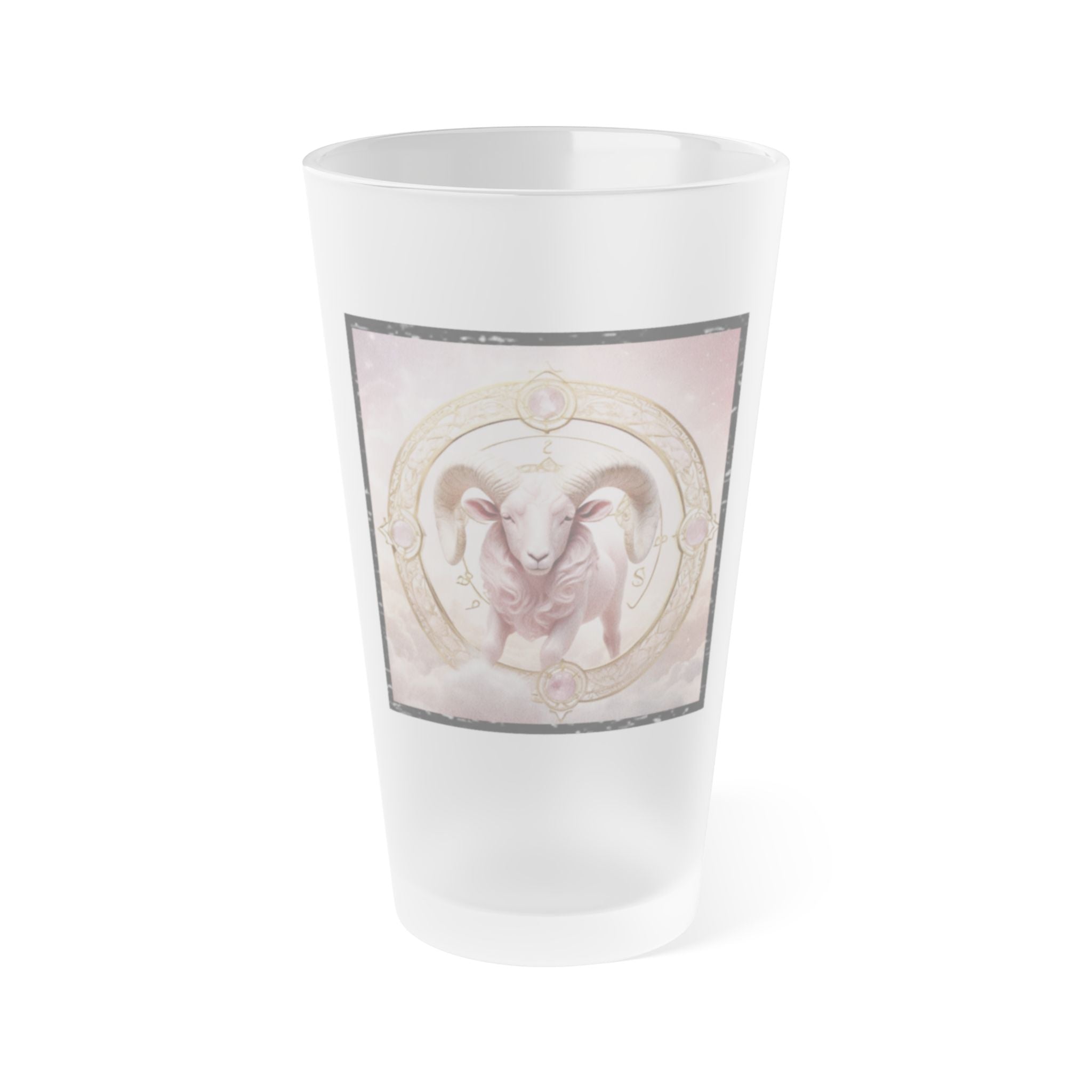 Rose Gold Ram Zodiac 16oz Pint Glass