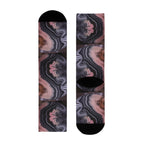 Marbled Agate Crew Socks — Pink & Gray Abstract Sublimation Design