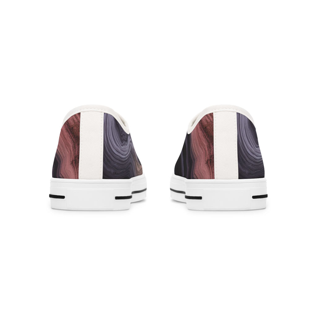 Low Top Sneakers — Moody Marble Swirl Print Women’s Canvas Shoes