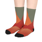 Abstract Autumn Colorblock Mid-Length Socks