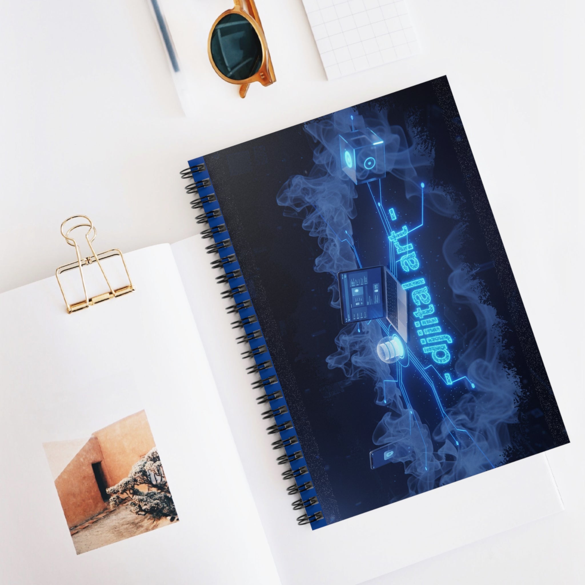 Blue Neon Tech Ruled Journal