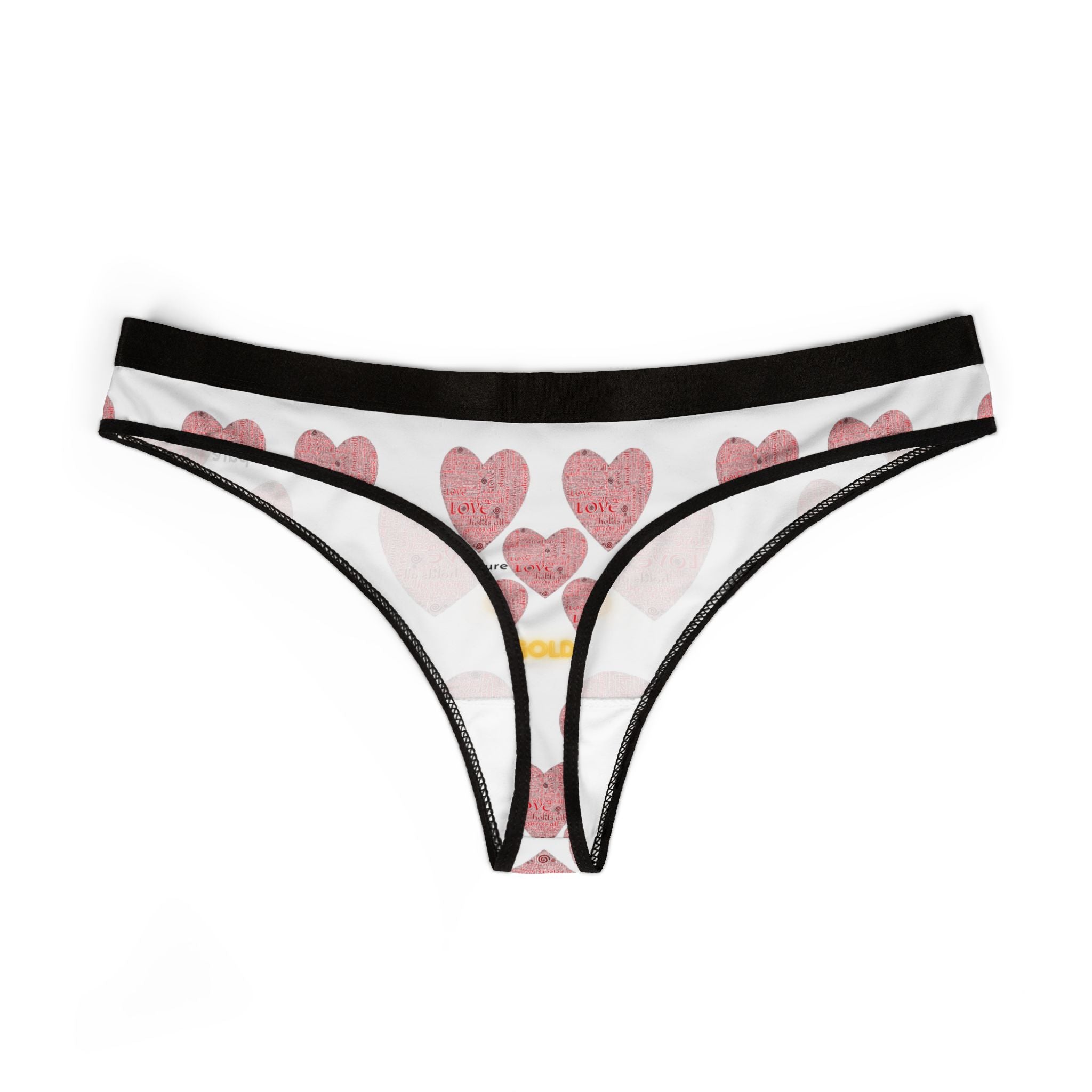 Heart Pattern Women’s Thong — “This Is Pure Gold” Valentine Lingerie