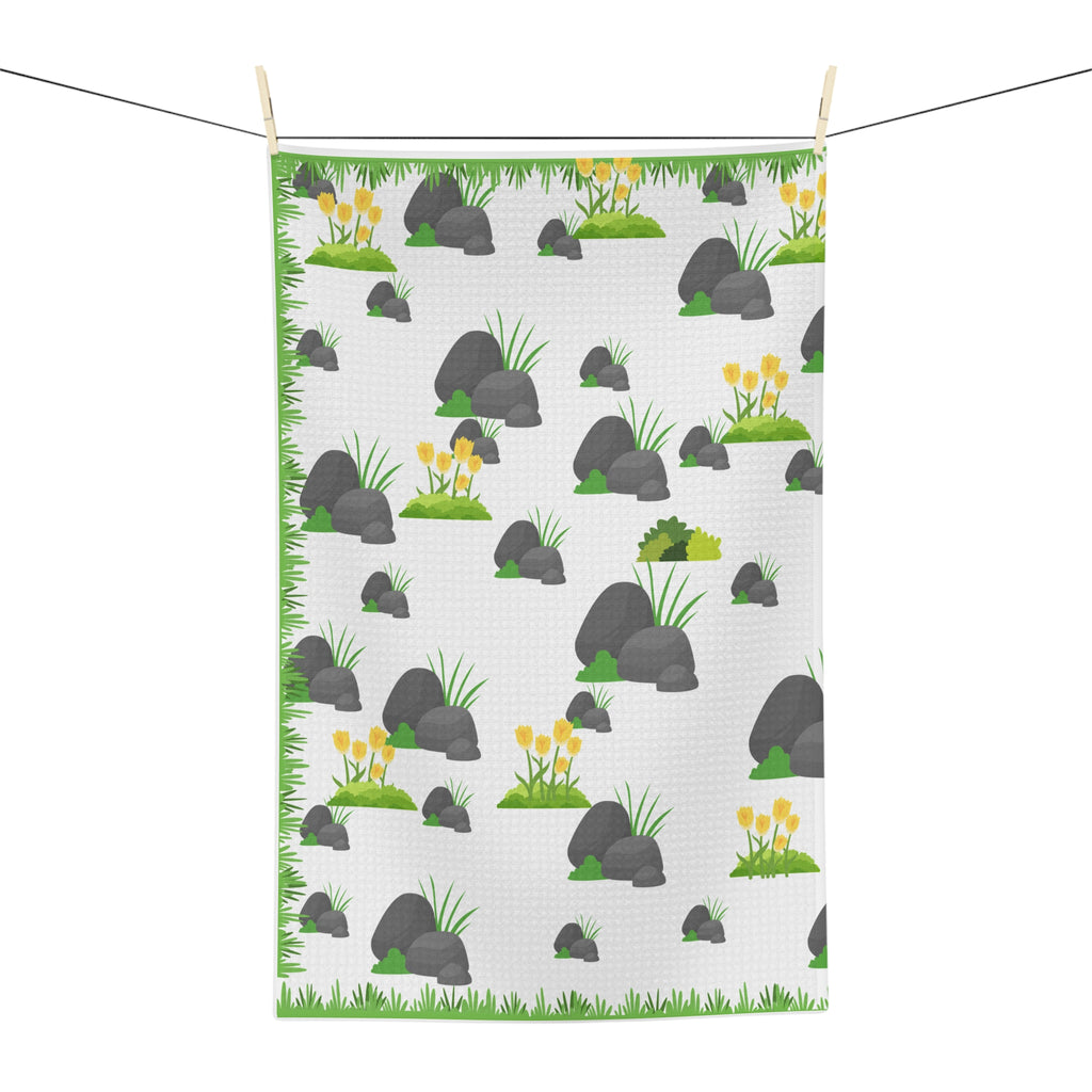 Minimal Grass & Rock & Chrysanthemum Microfiber Towel
