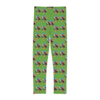 Kids Leggings — Green All-Over Print Cartoon Globe Pattern