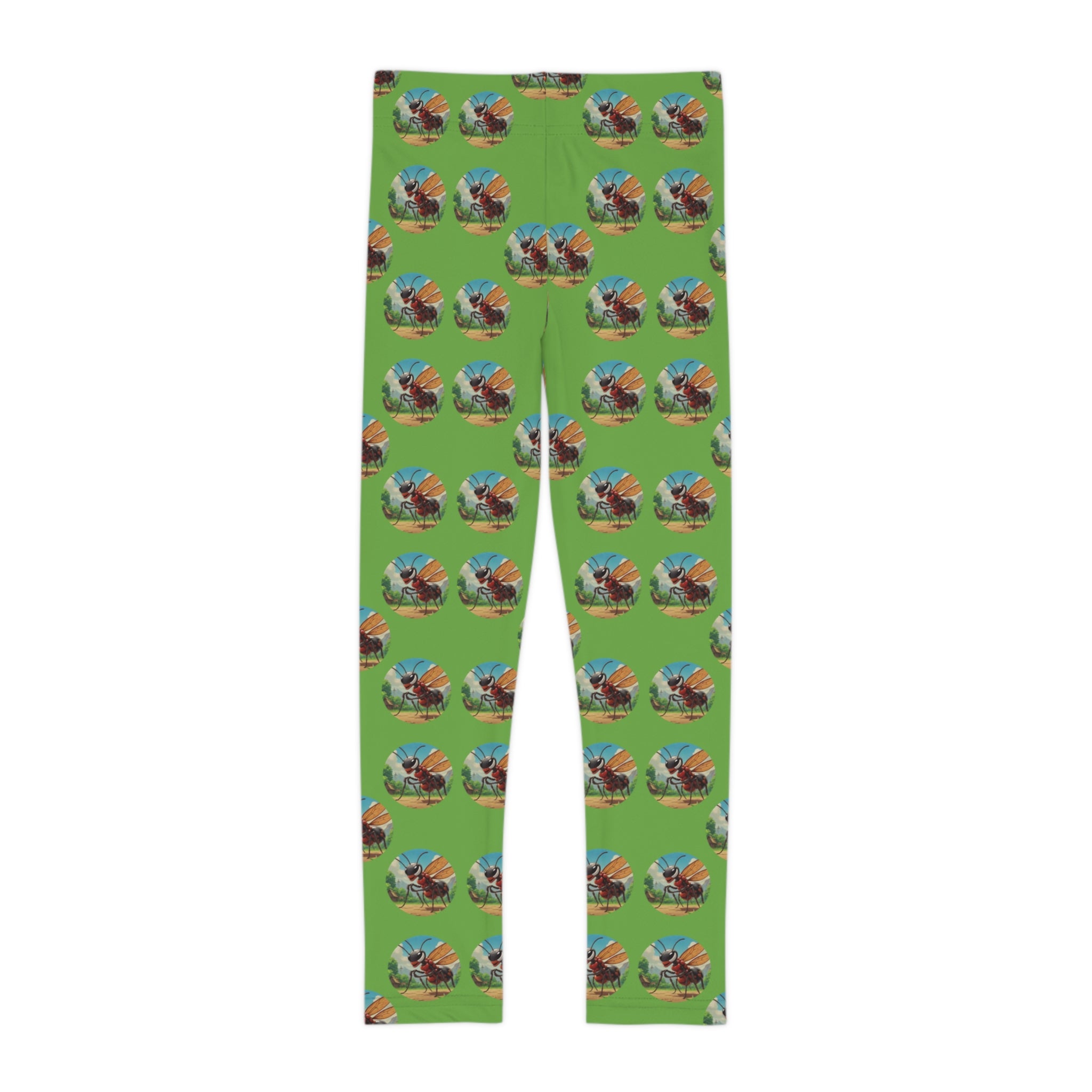 Kids Leggings — Green All-Over Print Cartoon Globe Pattern