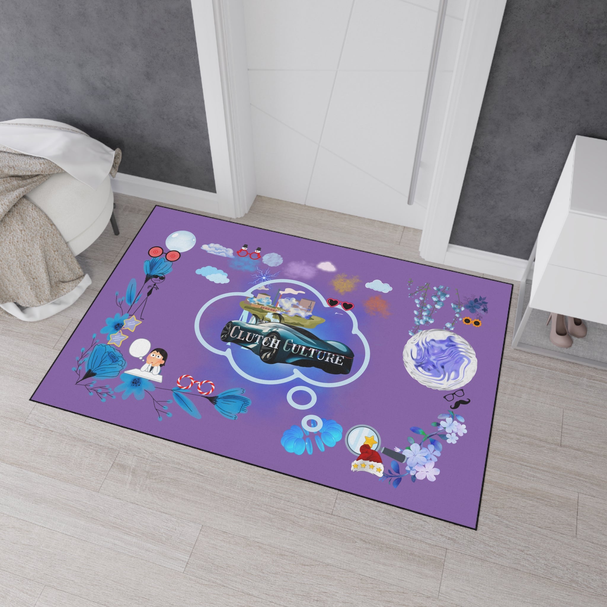 Garden Culture Floor Mat | Whimsical Purple Design