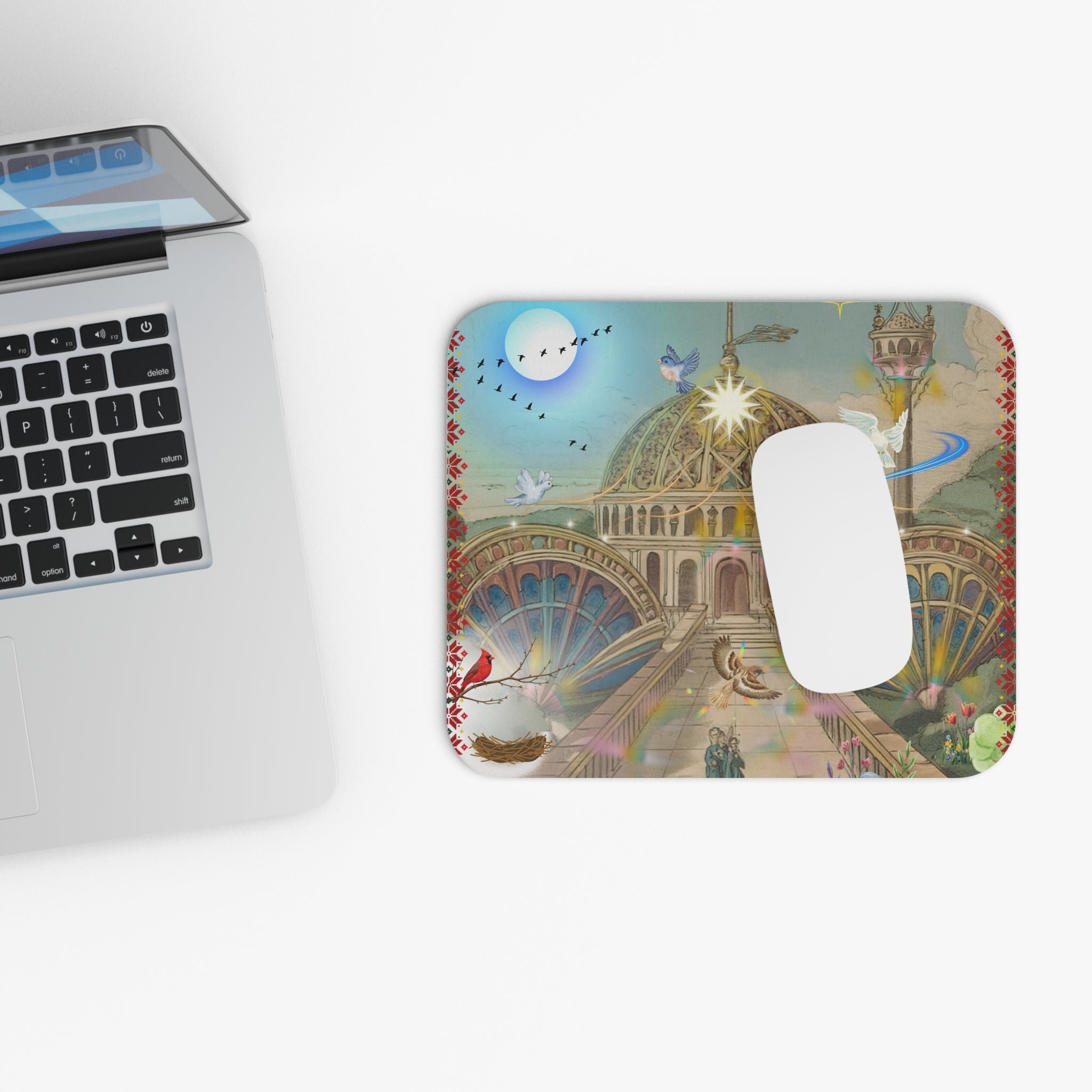 Fantastik Saray Fare Altlığı — Rüya Gibi Kubbe İllüstrasyonlu Masa Örtüsü 