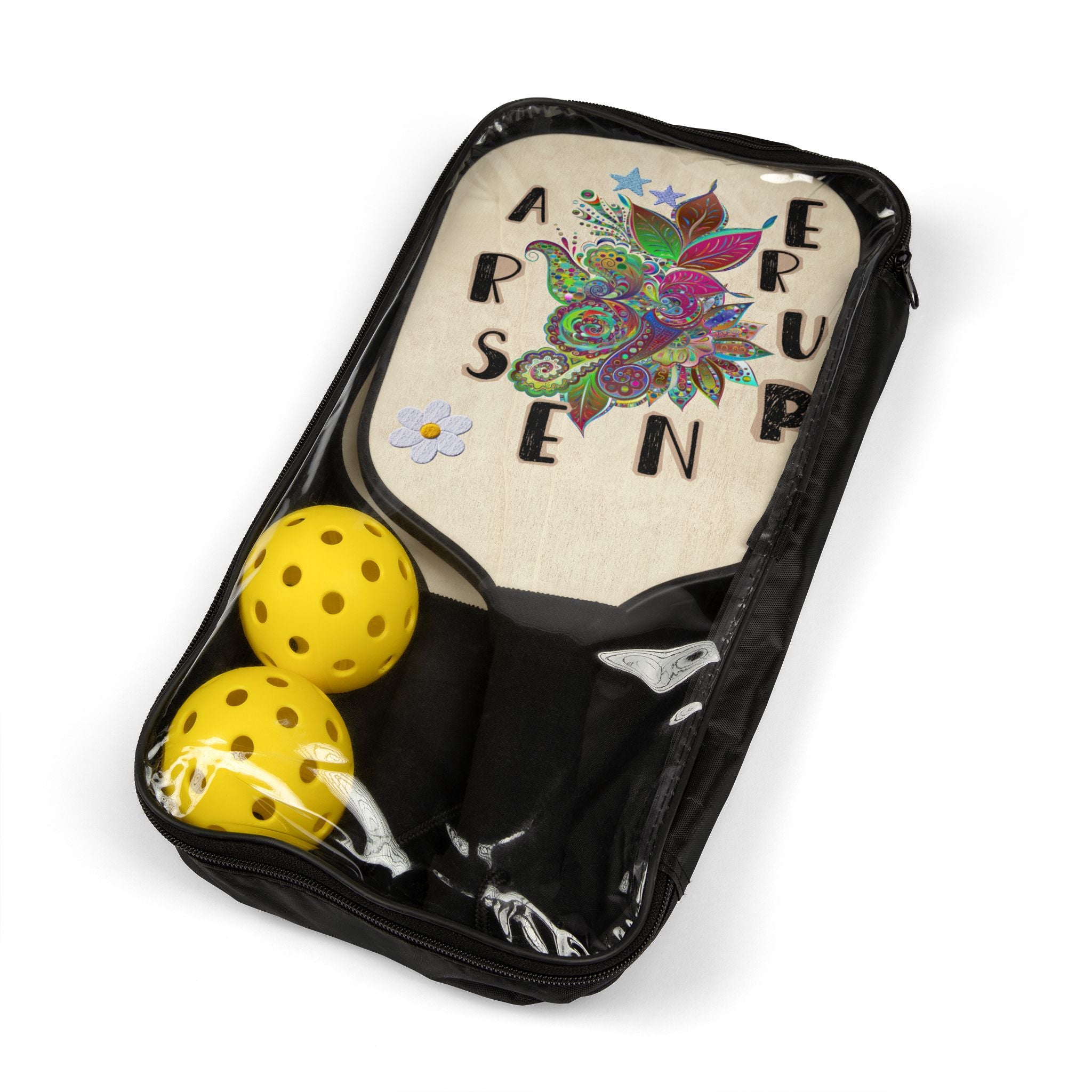 Pickleball Raket Seti — Çiçekli Yılan Desenli Pickleball Kiti 