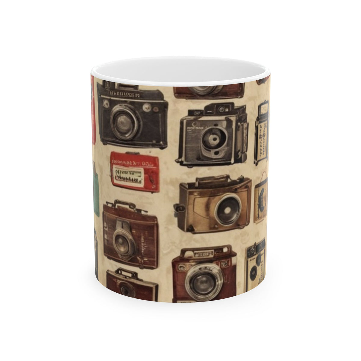 Vintage Camera Pattern Ceramic Mug