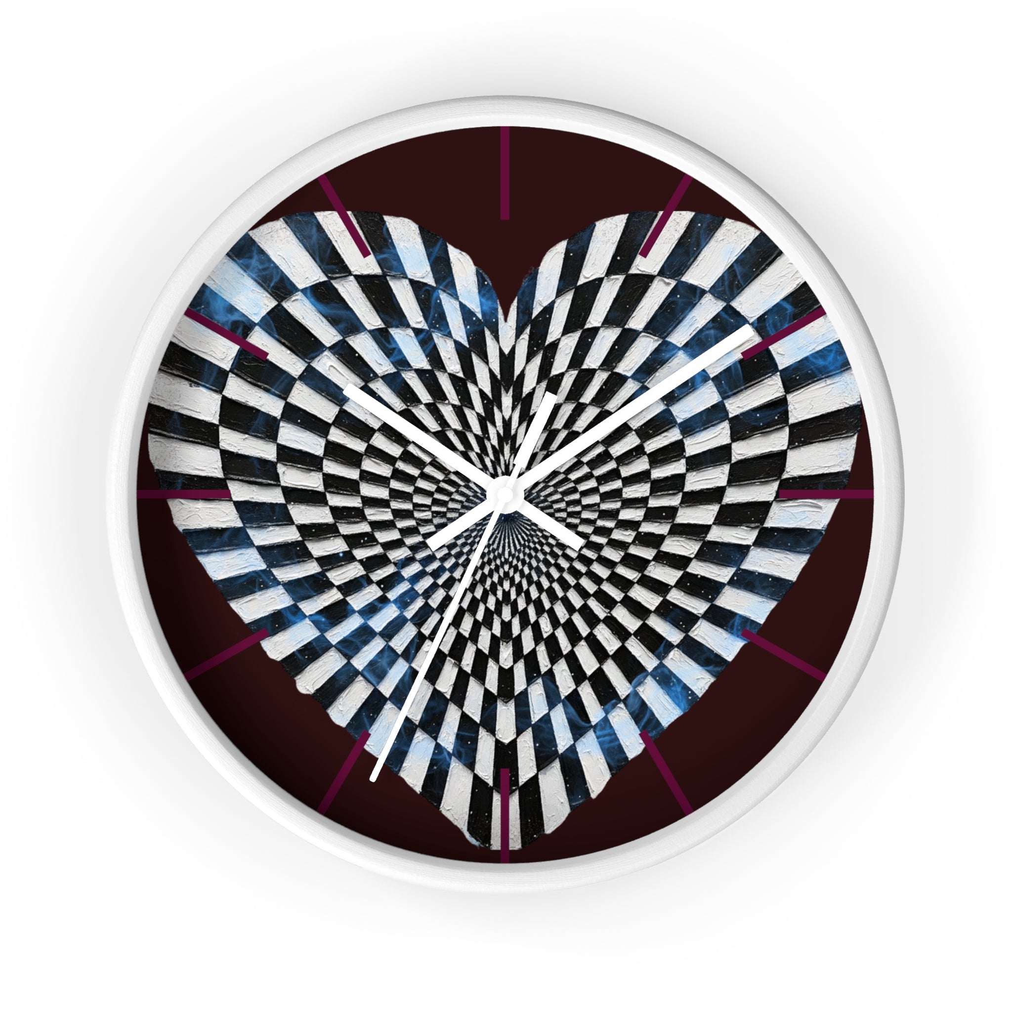 Optical Heart Wall Clock —Checkerboard Illusion