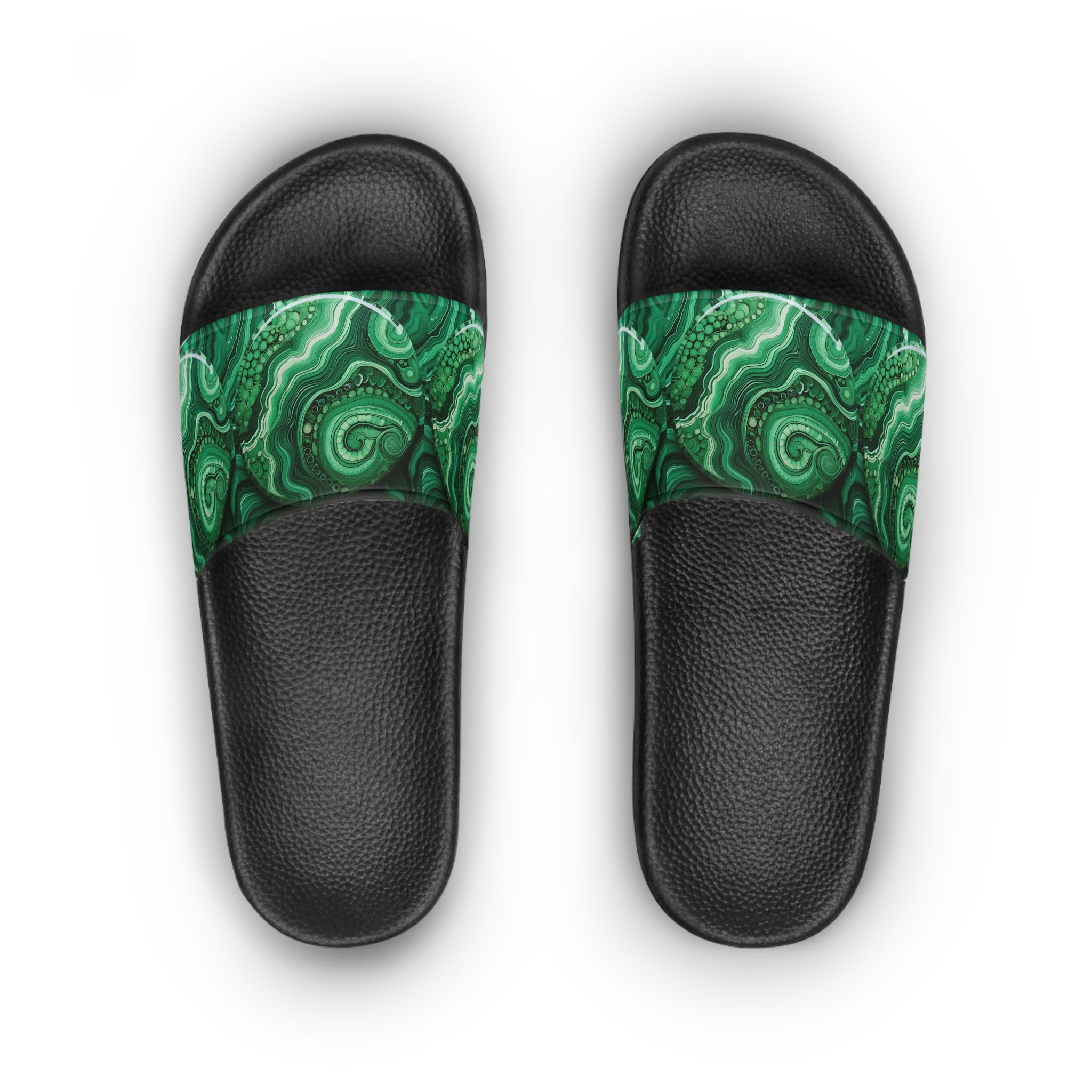 Slide Sandals — Green Malachite Pattern Slides