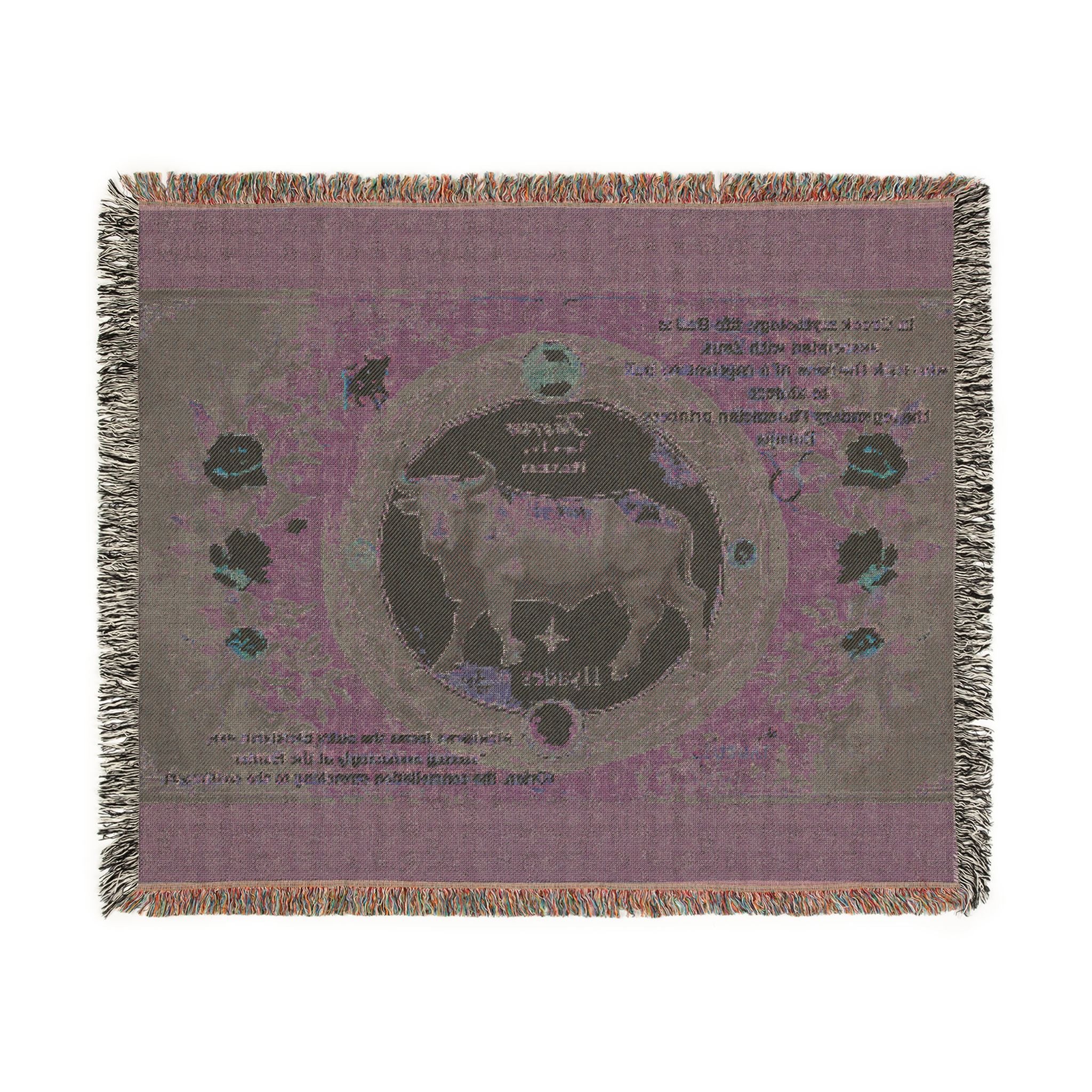 Vintage Zodiac Taurus Woven Blanket — Astrological Bull Throw