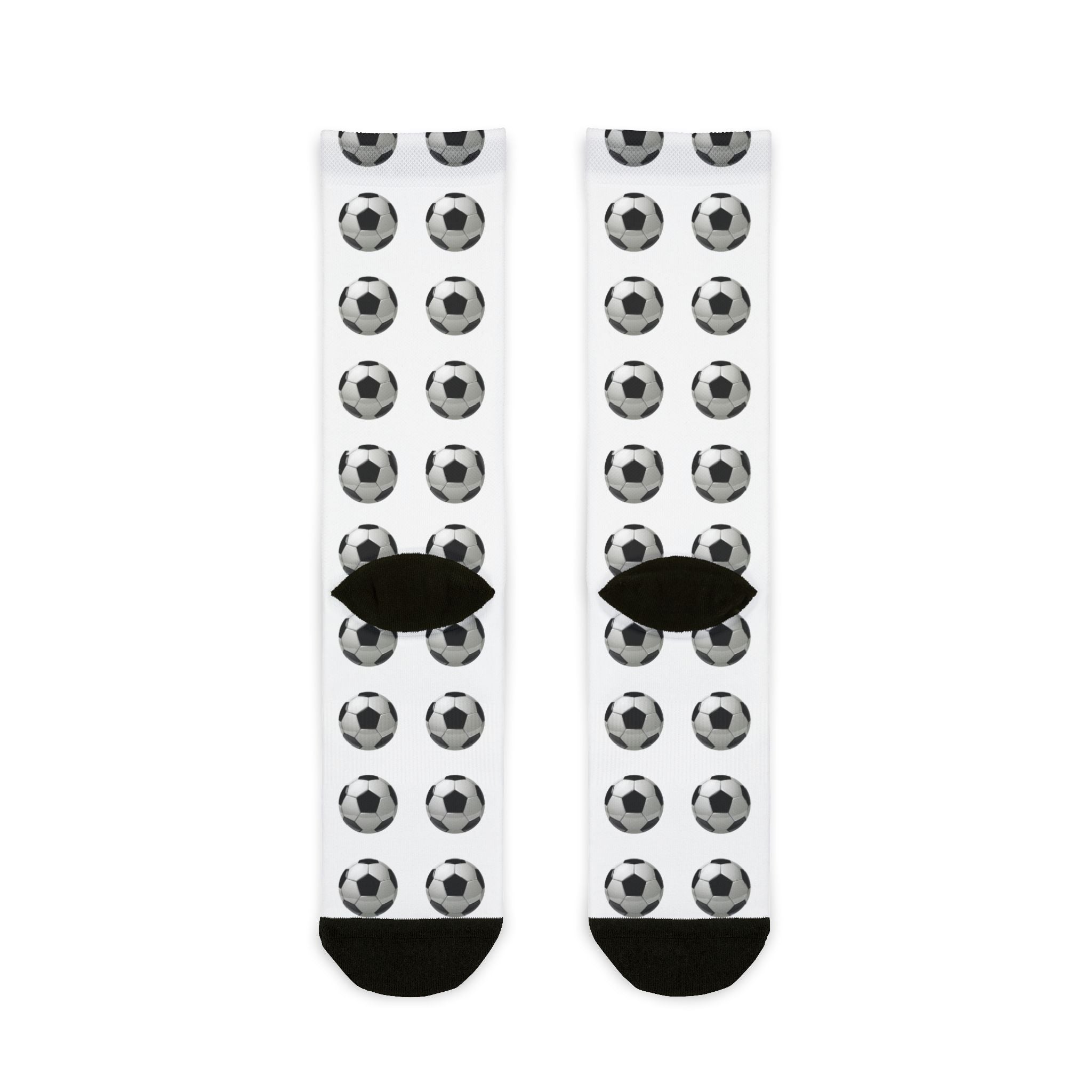 Soccer Ball Pattern Sublimation Crew Socks — White Football Athletic Socks