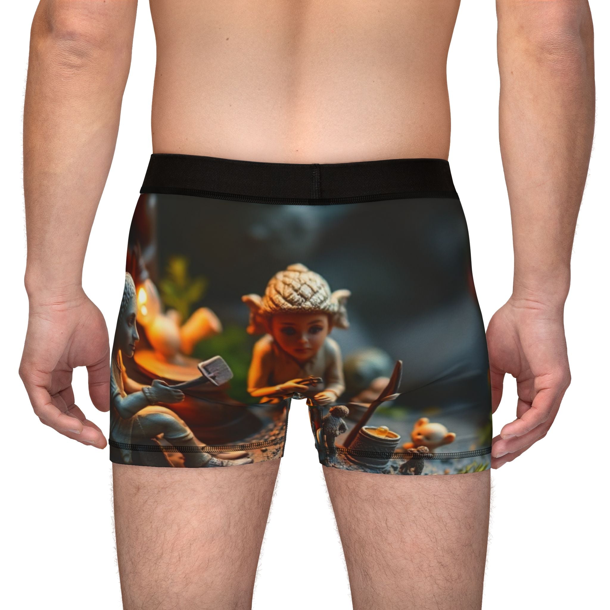 Whimsical Miniature Village Men's Boxer Briefs — Holiday Fairy Tale Print