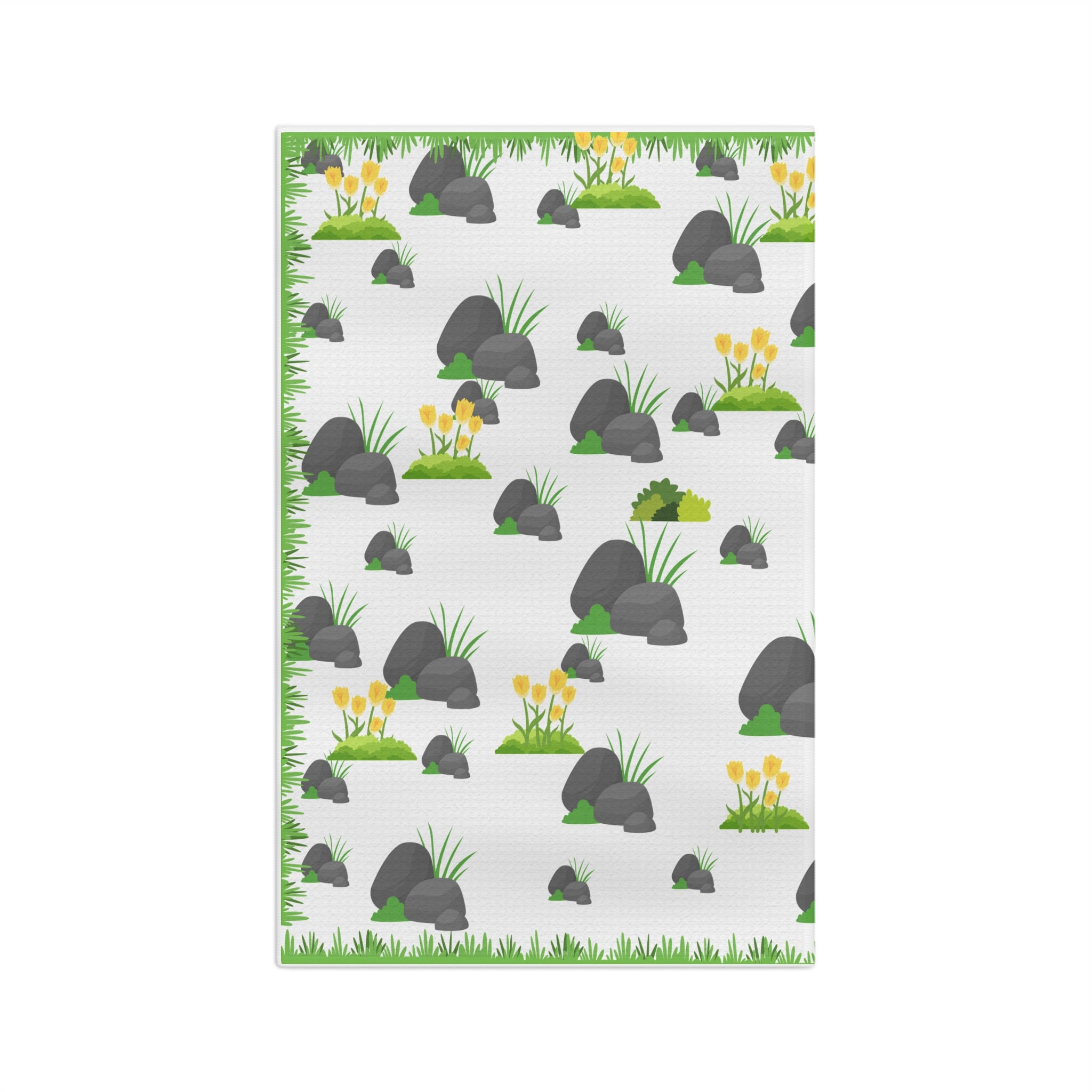 Minimal Grass & Rock & Chrysanthemum Microfiber Towel