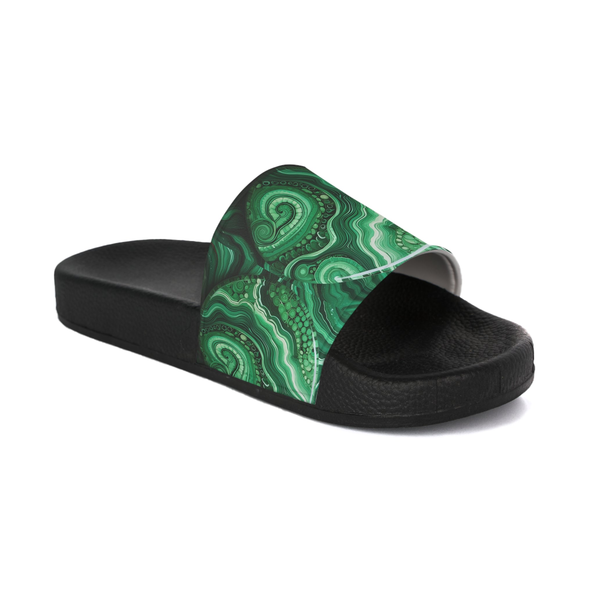Slide Sandals — Green Malachite Pattern Slides