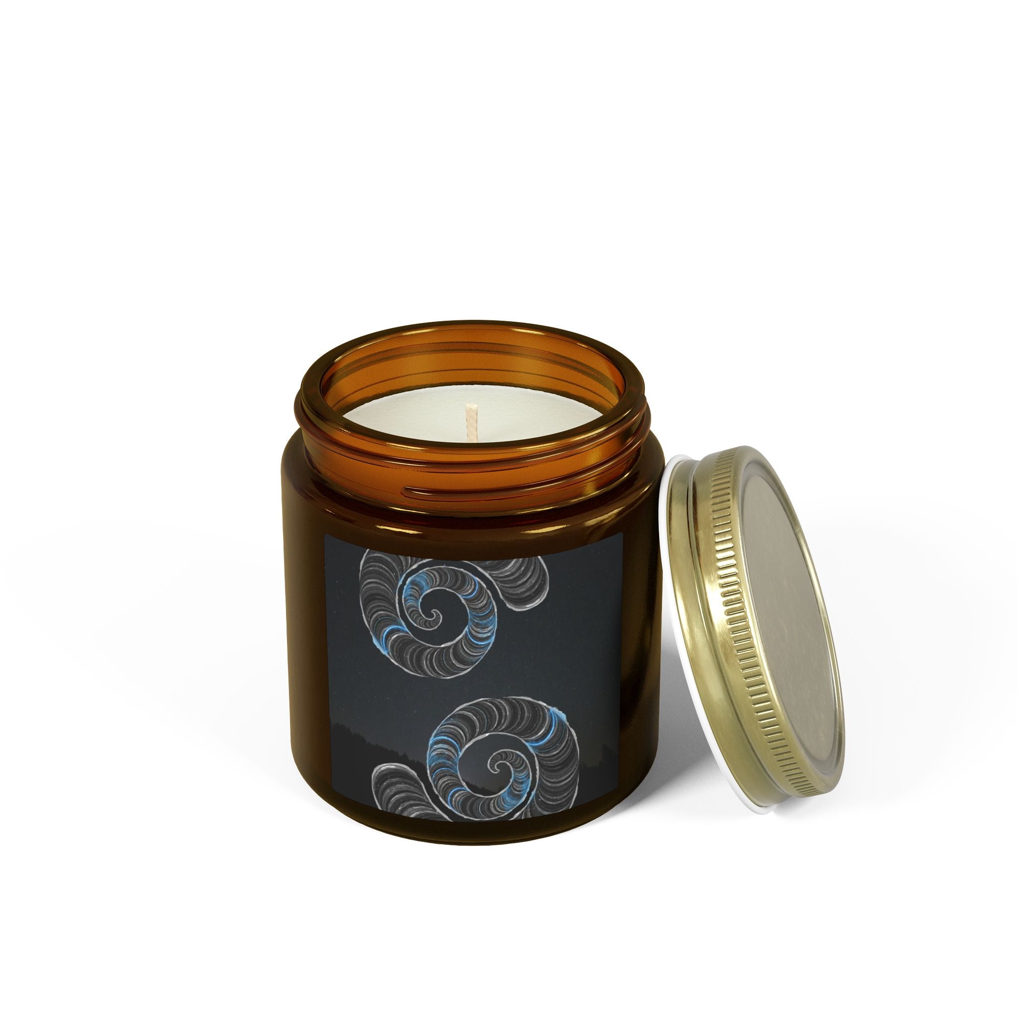 Amber Jar with Nautical Shell Design Candles