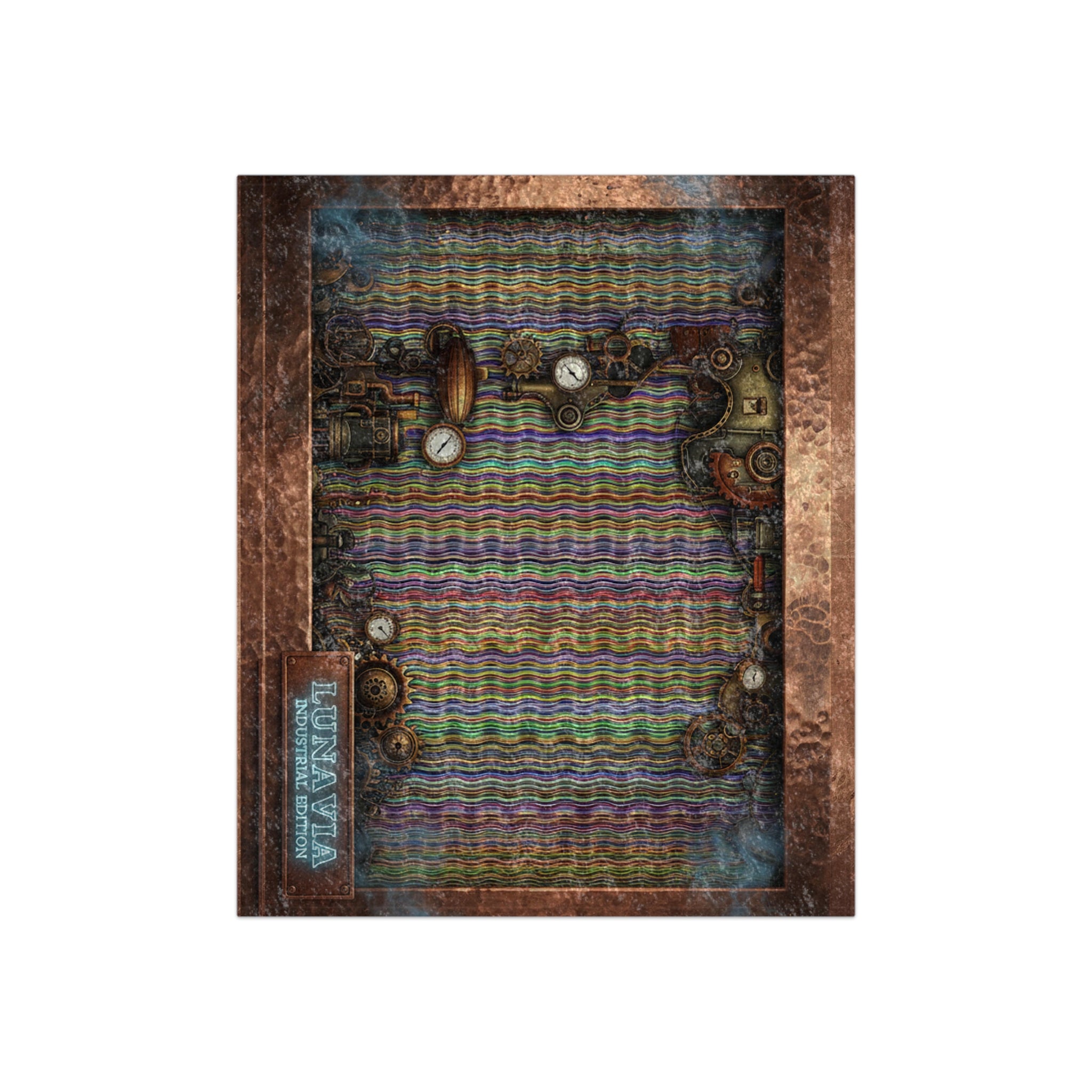 "Vintage steampunk highway blanket with retro motel design"
