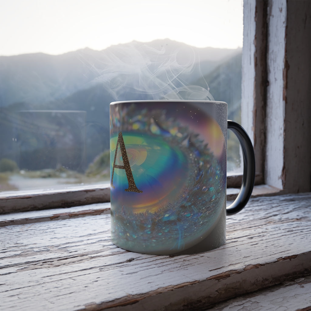 Holographic Initial 'A' Color-Changing Mug